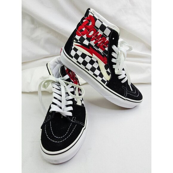 Vans David Bowie Womens 6.5 or Mens 5 Black White Check Hi Lace Embroidered Logo - Picture 5 of 13